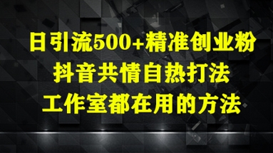 日引流500+精准创业粉，抖音共情自热打法，工作室都在用的方法-卿云社