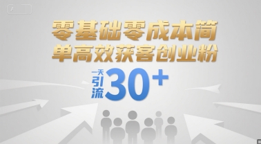 零基础零成本简单高效获客创业粉，一天引流30+-卿云社