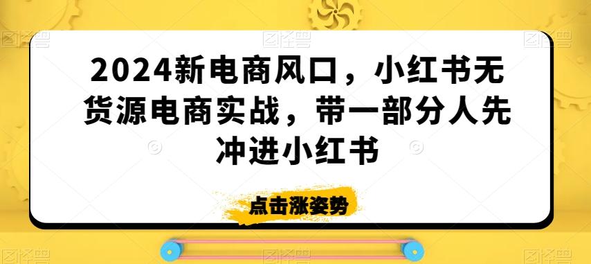 2024新电商风口，小红书无货源电商实战，带一部分人先冲进小红书-卿云社