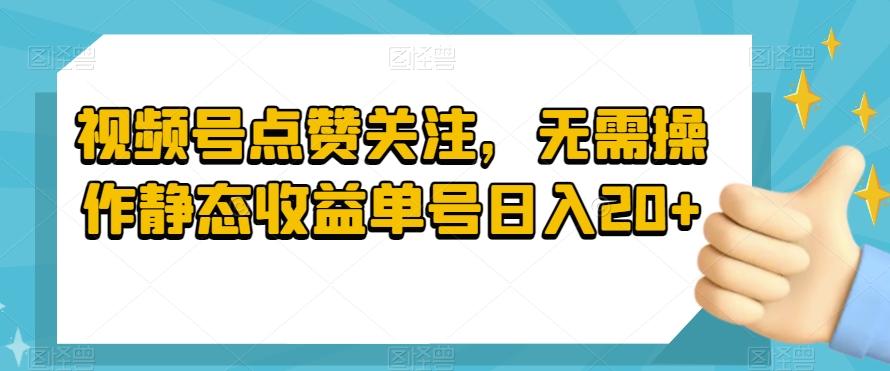 视频号点赞关注，无需操作静态收益单号日入20+-卿云社