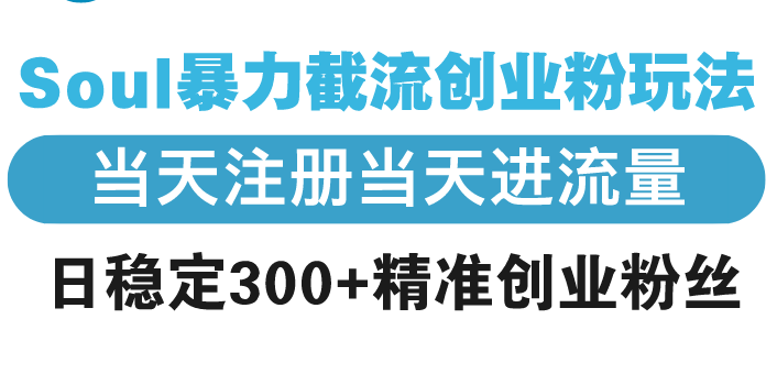 Soul暴力截流创业粉玩法，当天注册当天进流量，日稳定300+精准创业粉丝-卿云社