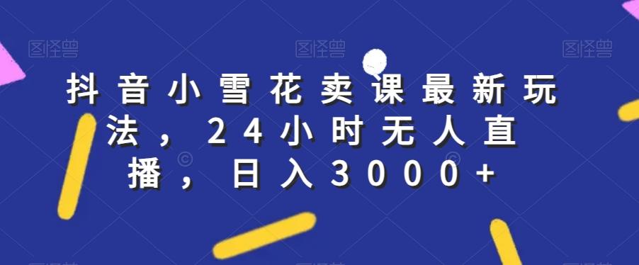 抖音小雪花卖课最新玩法，24小时无人直播，日入3000+【揭秘】-卿云社