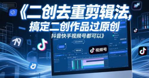 短视频二创去重剪辑法，搞定二创作品过原创，抖音快手视频号都可以-卿云社