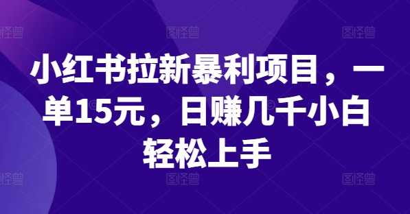 小红书拉新暴利项目，一单15元，日赚几千小白轻松上手【揭秘】-卿云社