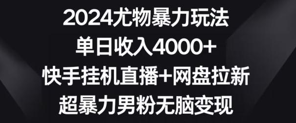 2024尤物暴力玩法，单日收入4000+，快手挂机直播+网盘拉新，超暴力男粉无脑变现【揭秘】-卿云社