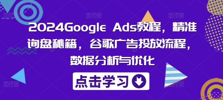 2024Google Ads教程，精准询盘秘籍，谷歌广告投放流程，数据分析与优化-卿云社