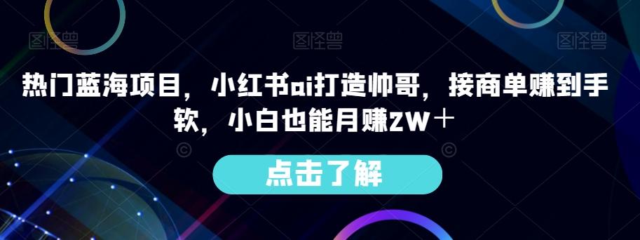 热门蓝海项目，小红书ai打造帅哥，接商单赚到手软，小白也能月赚2W＋-卿云社