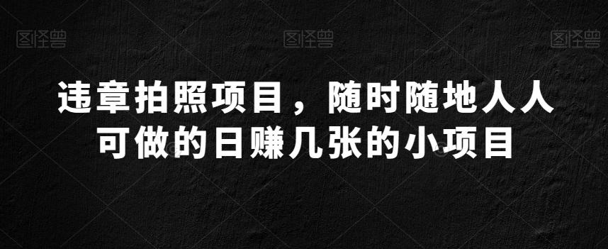 违章拍照项目，随时随地人人可做的日赚几张的小项目-卿云社