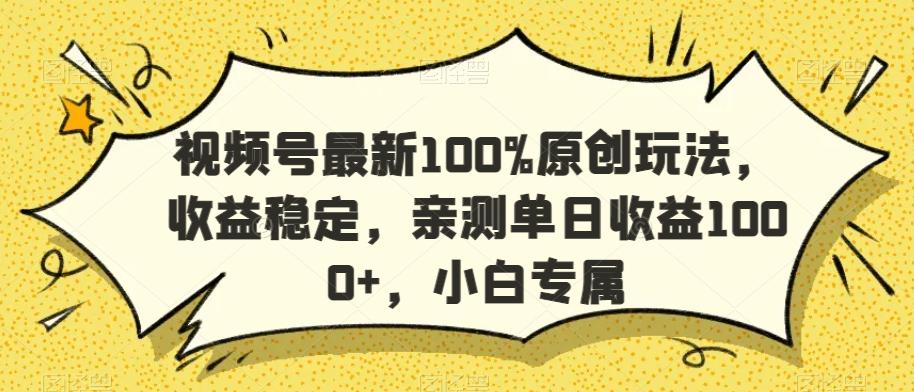 视频号最新100%原创玩法，收益稳定，亲测单日收益1000+，小白专属【揭秘】-卿云社