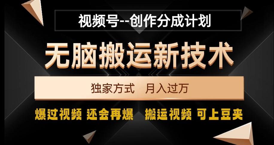 视频号无脑搬运新技术，破原创壕流量，独家方式，爆过视频，还会再爆【揭秘】-卿云社