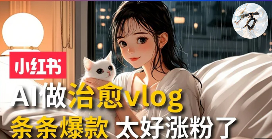 AI治愈系vlog动画视频，小红书1个月轻松涨粉破万，商单报价1500+日入2000+-卿云社