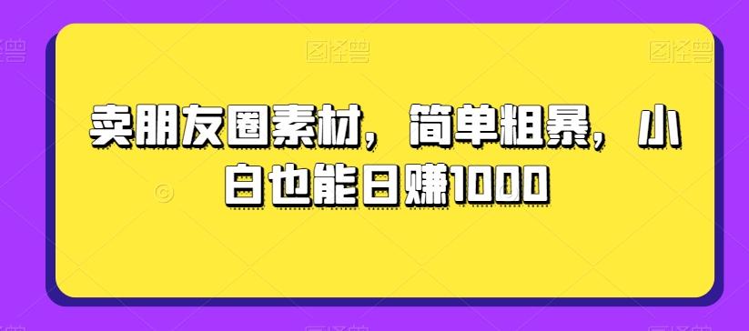 卖朋友圈素材，简单粗暴，小白也能日赚1000-卿云社