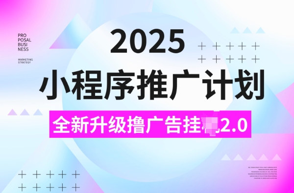 2025小程序推广计划，撸广告挂JI3.0玩法，日均5张【揭秘】-卿云社