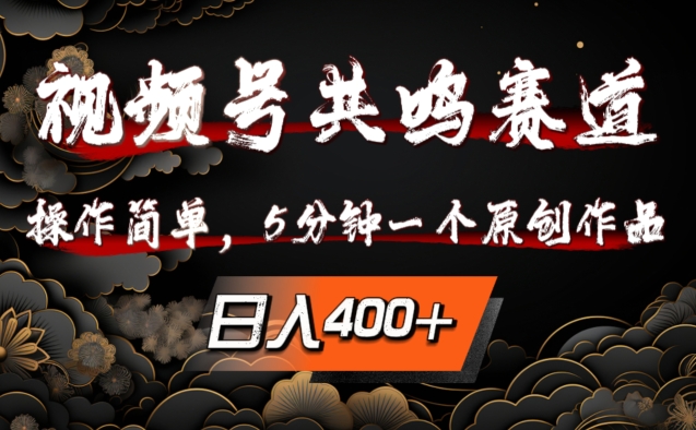 视频号共鸣赛道，操作简单，5分钟1个原创作品，日入几张【揭秘】-卿云社