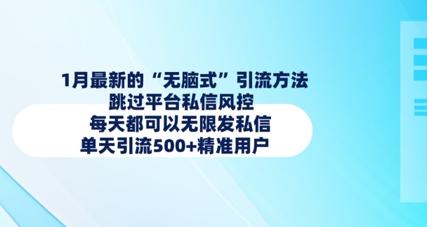 1月最新的无脑式引流方法，跳过平台私信风控，每天都可以无限发私信，单天引流500+精准用户-卿云社