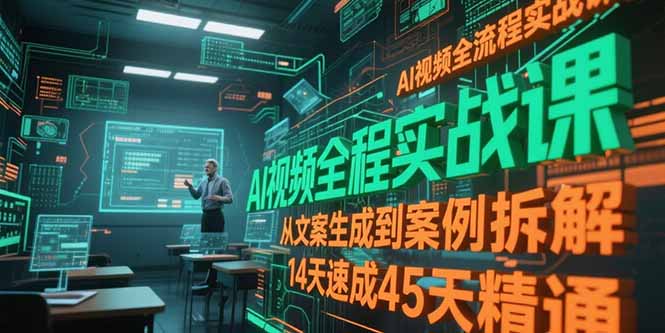 AI视频全流程实战课，从文案生成到案例拆解，14天速成45天精通-卿云社