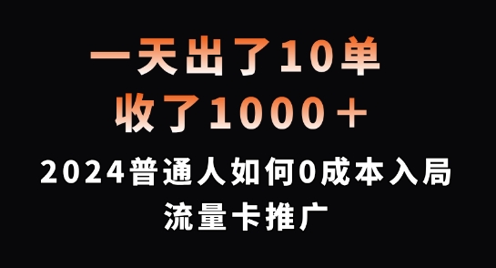 一天出了10单，收了1000+，2024普通人如何0成本入局流量卡推广【揭秘】-卿云社