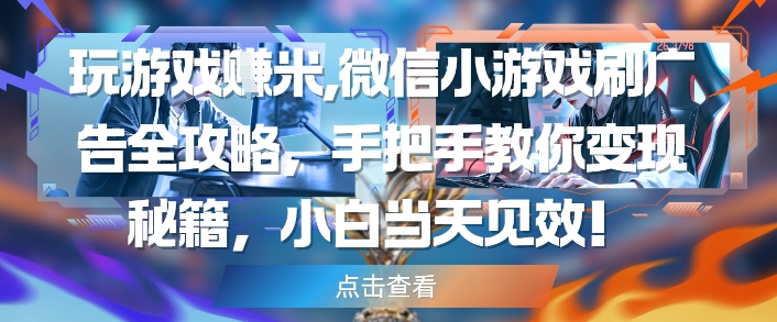 玩游戏挣米，微信小游戏刷广告全攻略，手把手教你变现秘籍，小白当天见效-卿云社