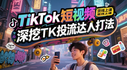 TikTok短视频带货线上课，深挖TK投流达人打法-卿云社