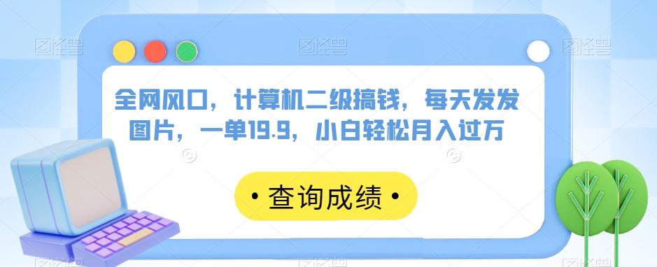 全网风口，计算机二级搞钱，每天发发图片，一单19.9，小白轻松月入过万【揭秘】-卿云社