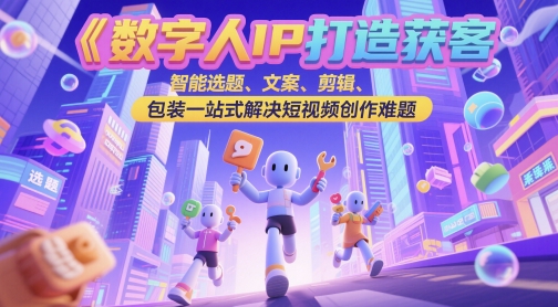 数字人IP打造获客变现实操课，智能选题、文案、剪辑、包装一站式解决短视频创作难题-卿云社
