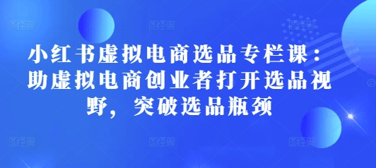 小红书虚拟电商选品专栏课：助虚拟电商创业者打开选品视野，突破选品瓶颈-卿云社