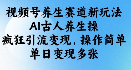 视频号养生赛道新玩法，AI古人养生操，疯狂引流变现，操作简单，单日变现多张-卿云社