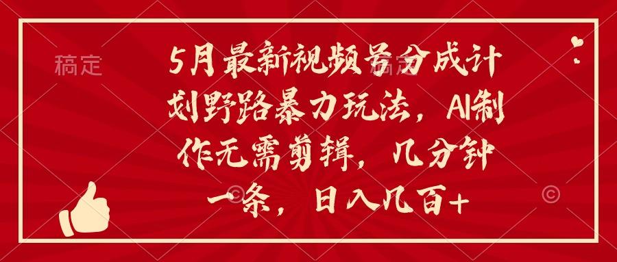 5月最新视频号分成计划野路暴力玩法，ai制作，无需剪辑。几分钟一条，…-卿云社