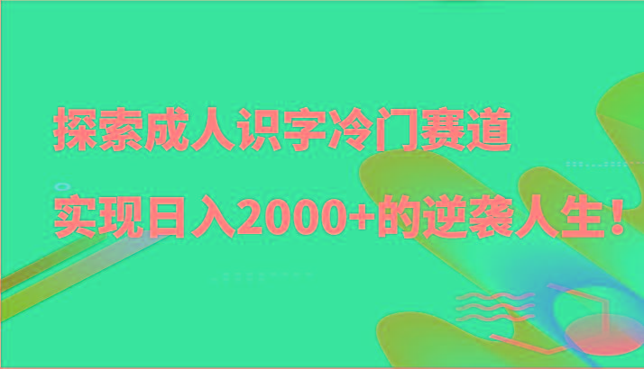 探索成人识字冷门赛道，实现日入2000+的逆袭人生！-卿云社
