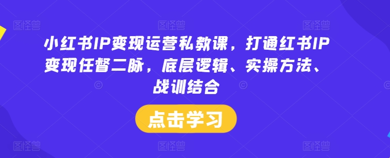小红书IP变现运营私教课，打通红书IP变现任督二脉，底层逻辑、实操方法、战训结合-卿云社