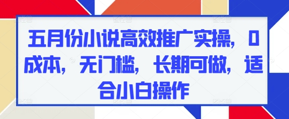 五月份小说高效推广实操，0成本，无门槛，长期可做，适合小白操作-卿云社