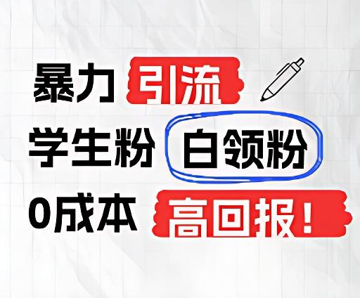 暴力引流学生粉白领粉，吊打以往垃圾玩法，0成本，高回报-卿云社