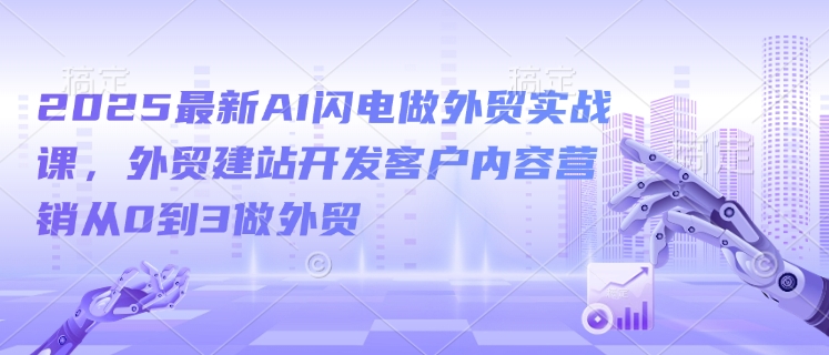 2025最新AI闪电做外贸实战课，外贸建站开发客户内容营销从0到3做外贸-卿云社
