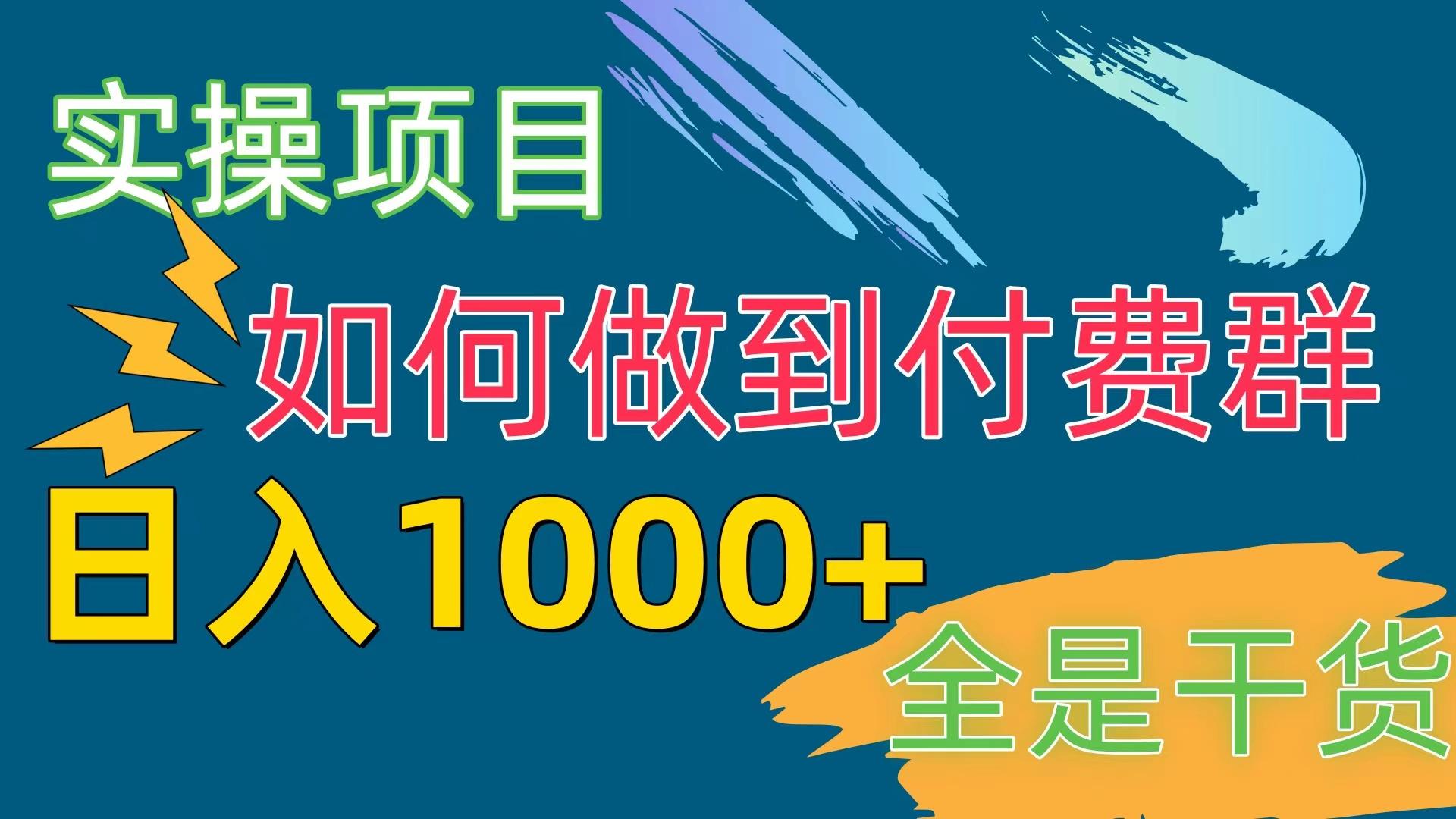 [实操项目]付费群赛道，日入1000+-卿云社