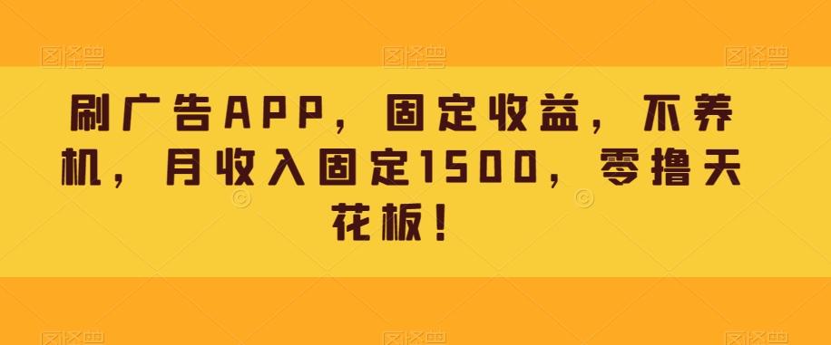 刷广告APP，固定收益，不养机，月收入固定1500，零撸天花板！-卿云社