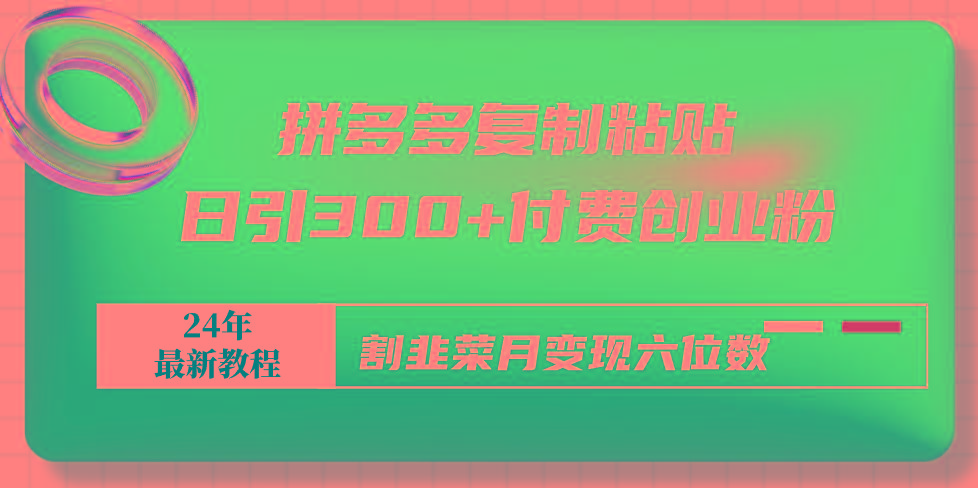 拼多多复制粘贴日引300+付费创业粉，割韭菜月变现六位数最新教程！-卿云社