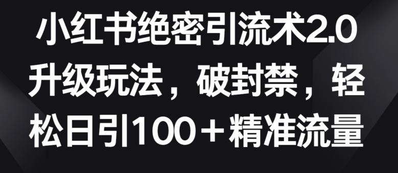 小红书绝密引流术2.0升级玩法，破封禁，轻松日引100+精准流量【揭秘】-卿云社