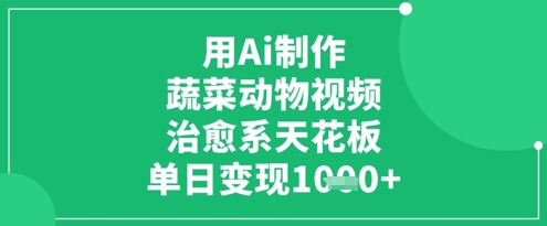 用Ai制作蔬菜动物视频，治愈系天花板，单日变现1k-卿云社