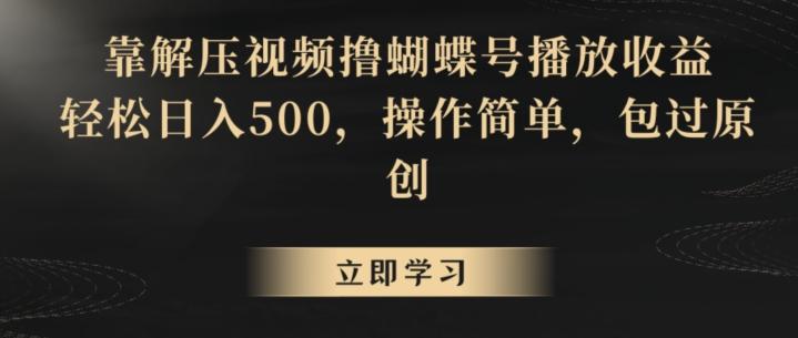 靠解压视频撸蝴蝶号播放收益，轻松日入500，操作简单，包过原创【揭秘】-卿云社