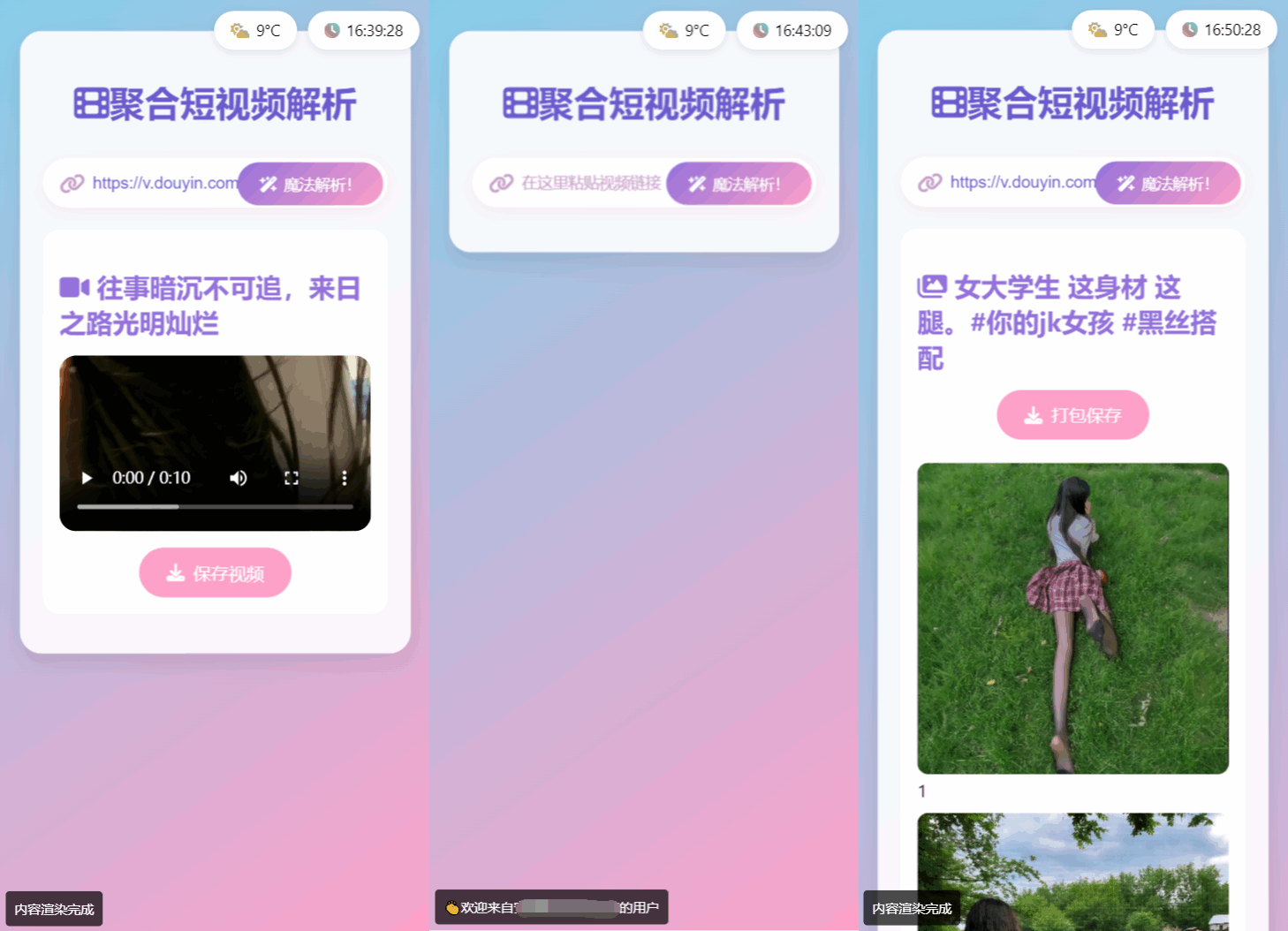 全新二次元聚合短视频解析去水印系统源码 自适应双端-卿云社