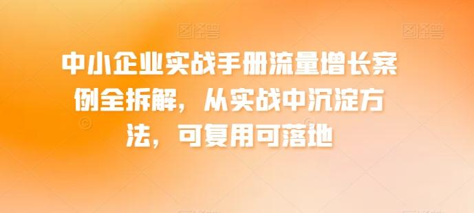 中小企业实战手册流量增长案例全拆解，从实战中沉淀方法，可复用可落地-卿云社
