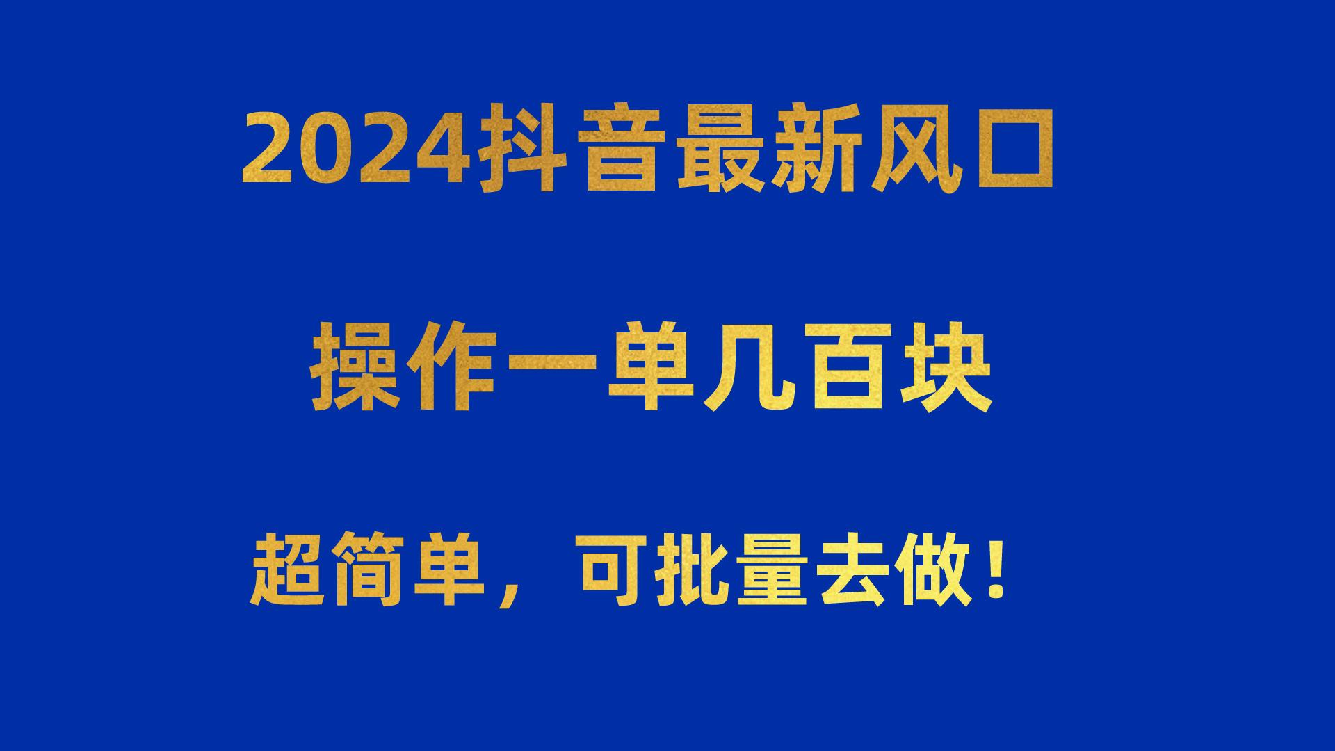 2024抖音最新风口！操作一单几百块！超简单，可批量去做！！！-卿云社