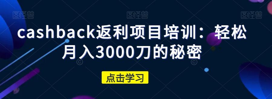 cashback返利项目培训：轻松月入3000刀的秘密-卿云社