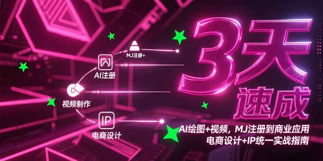 3天速成AI绘图+视频，MJ注册到商业应用，电商设计+IP统一实战指南-卿云社