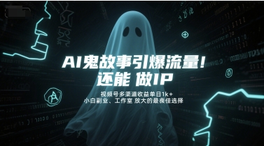AI鬼故事引爆流量，还能做IP，视频号多渠道收益单日1k+，小白副业、工作室放大的最佳选择-卿云社