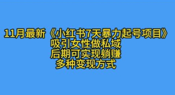 K总部落11月最新小红书7天暴力起号项目，吸引女性做私域【揭秘】-卿云社