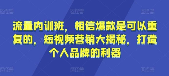 流量内训班，相信爆款是可以重复的，短视频营销大揭秘，打造个人品牌的利器-卿云社