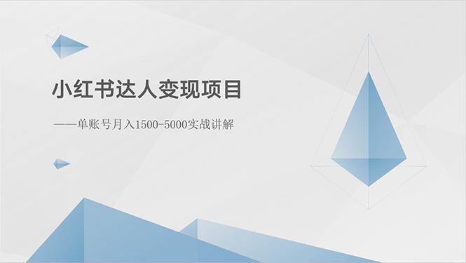 小红书达人变现项目：单账号月入1500-3000实战讲解-卿云社