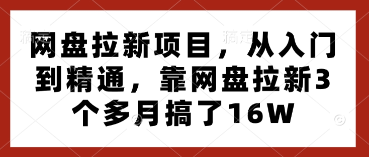 网盘拉新项目，从入门到精通，靠网盘拉新3个多月搞了16W-卿云社