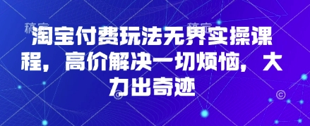 淘宝付费玩法无界实操课程，高价解决一切烦恼，大力出奇迹-卿云社